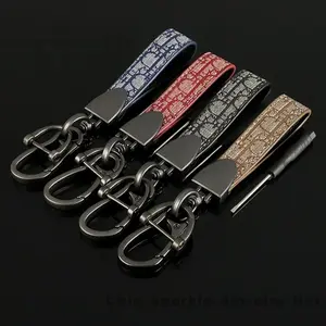 SWMen's Gadgets Luxury Metal Leather Car Keychain Horseshoe Mouth Women's Mobile Phone Lanyard Color Key Ring Gift for Girlfriend