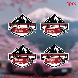 Swiss Alps Crans Montana Ski Stickers, Durable Vinyl Car Decals for Doors Windows Laptops Furniture Bumpers, Set of 4 Pcs