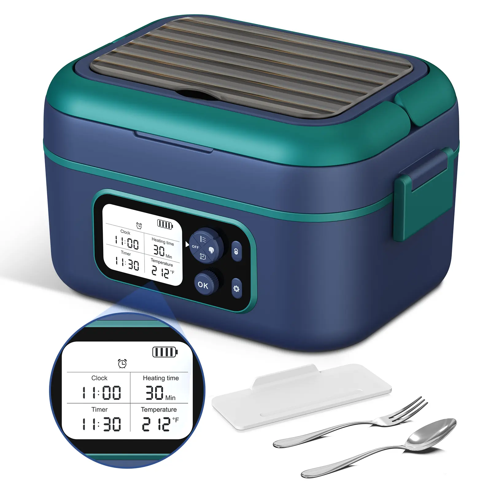 summerwins Cordless Heated Lunchbox - 360° Surround Heating, 24000mAh, Memory Function, Intelligent Timer, Detachable Steel, Leak-Free Nontoxic Portable Insulated Food Warmer for Daily Meal Prep