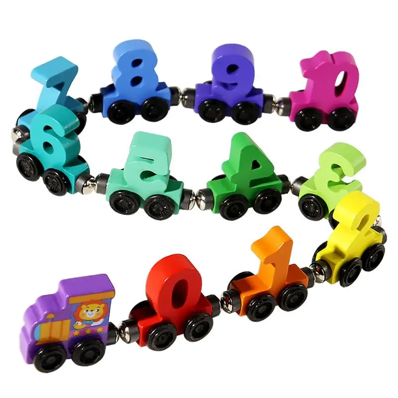 Train Puzzle Toy Set, 1 Box 11-Segment Train Toy Set, Wooden Toys, Enhance Positive Thinking and Hands on Abilities
