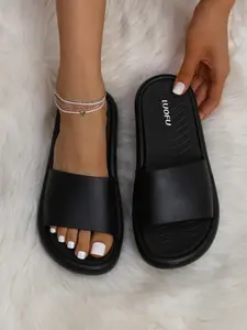 Simple Solid Color Non-slip Casual Slippers for Women, Classic Soft Comfortable Slippers for Indoor and Outdoor Beach, Minimalist Slides for Women, Walking Shoes, Footwear Shoe