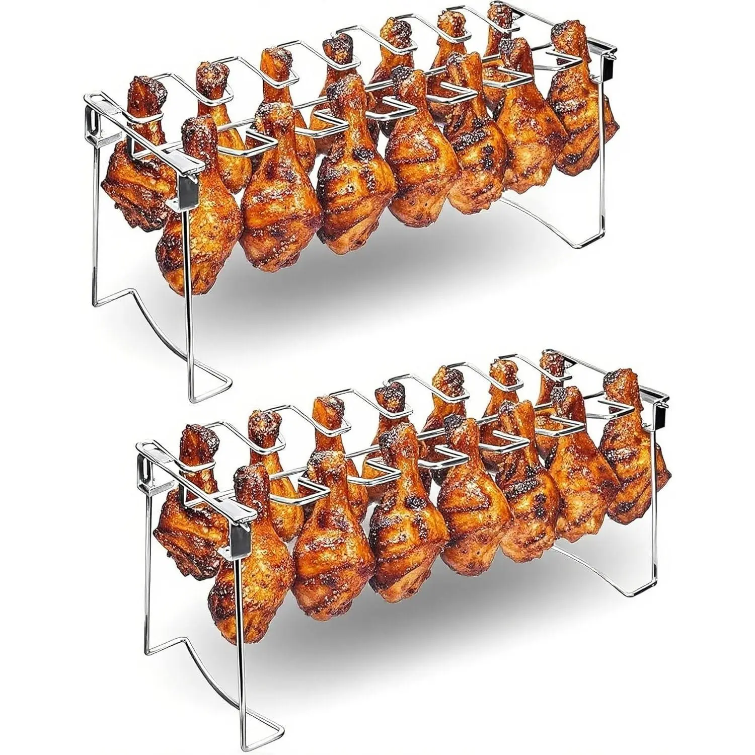 Folding Chicken Leg Grill, Barbecue Grill with Tray, Outdoor Barbeque, Meat Grill, Chicken Wing Grill, Portable BBQ Plate, Easy to Use Outdoor Cooking Tool, Foldable