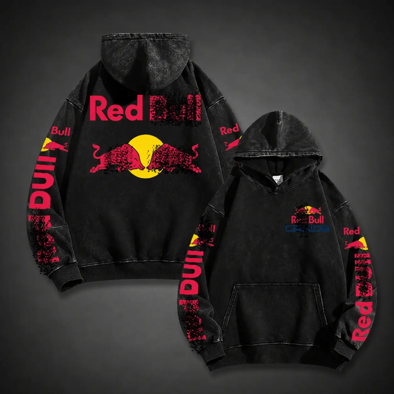 [Collections] Retro Racing Washed Hoodie v4 Motor World Champion Enthusiast Streetwear Racing Team Super Motorsports Clothing Riders Motocross Off-Road Dirt Bike Fan Gear Cotton For Motor Fan