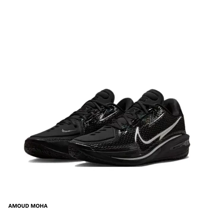 Retro Full-Black Mesh Lace-Up Court Sneakers - Shiny Glossy Overlay, Snug Padded Ankle Collar, High-Elastic Shock-Absorbing Midsole, Wear-Resistant Textured Outsole - Brand-New Pair with Original Matching Shoe Box