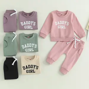 Toddler Baby Girl Two Piece Outfits Daddys Girl Long Sleeve Pullover Sweatshirt Tops Stretch Jogger Pants Infant Fall Winter Warm Sweatsuit