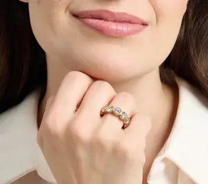 Steel by Diamonique Round Bezel Set Band Ring