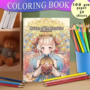 Mandala Pattern Coloring Book, 1 Count 30 Pages Decompression Coloring Book, DIY Painting Supplies for Adults & Teens, without Colored Pen