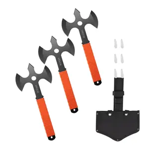 【FathersDayGift】VEVOR Throwing Axes and Tomahawks, 3 Pack 13.4 inch Triple Edge Axe Throwing Hatchet Set, Stainless Steel Head with Non-Slip TPR Rubber Handle, with Black Nylon Sheath, for Recreation and Competition