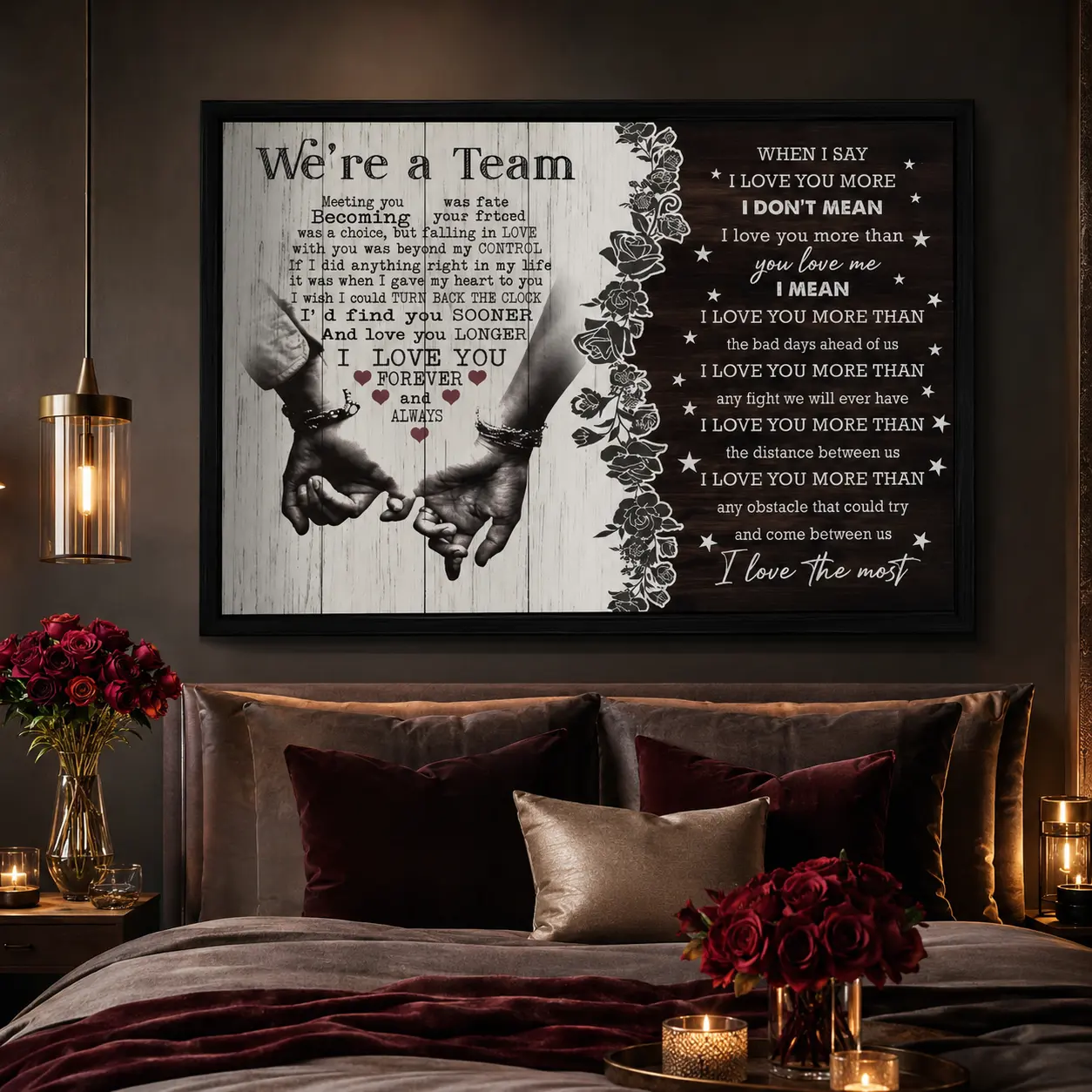 NBHYK Personalized Couple Love Canvas Print Poster - Artistic Modern Home Decor Graphic Prints Decoration Items for Spouses, Eco-Friendly Fade-Resistant UV-Protected Wall Art, Christmas/Birthday/Anniversary Gift for Bedroom Living Room
