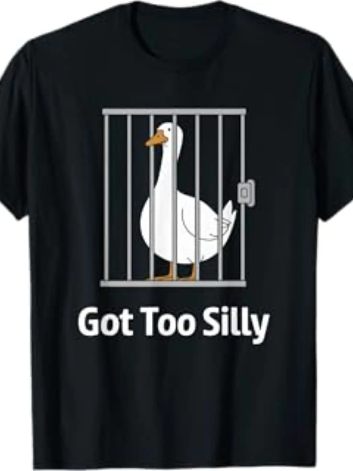 Funny Sand Sculpture Goose T-Shirt Round Neck, Humorous Cage-Bound Goose Casual Top Streetwear, Fun Relaxed Fit Tee for Daily Wear