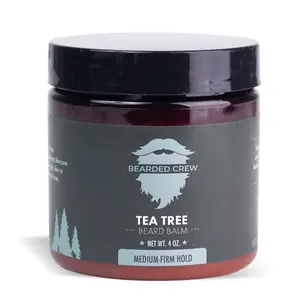 Tea Tree Beard Balm - Medium Firm Hold Grooming Product for Men - 4 oz - Nourishes Styles Refreshes Beards & Skin Hair Care - Bearded Crew