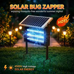Wireless Portable Solar & USB Rechargeable Electronic Mosquito Zapper Killer, 3 LED Tube Cordless Insect Zapping Lamp with Hanging or Standing Setup for Porch, Home Care Pest Management