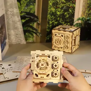 3D Wooden Puzzle DIY Locker Puzzle Box with Combination Model Kit for Adults to Build  Mechanical Store Your Precious Item