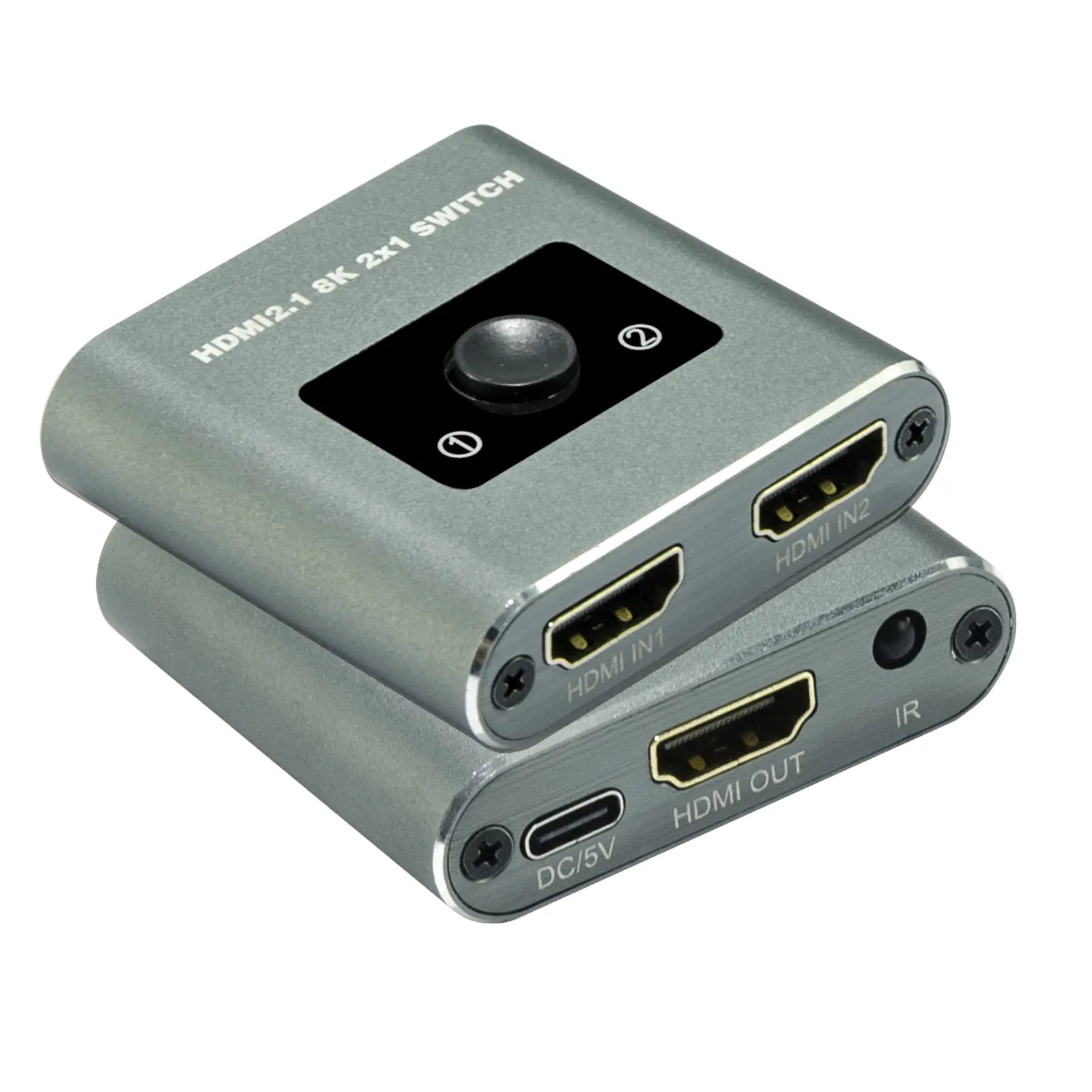 8K HDMI 2.1 Switch 2x1 with Remote, Ultra HD 8K@60Hz 4K@120Hz HDMI Splitter 2 Input 1 Output, 48Gbps Video Converter Adapter for Gaming Console, Streaming Devices, Projector, Local Stock