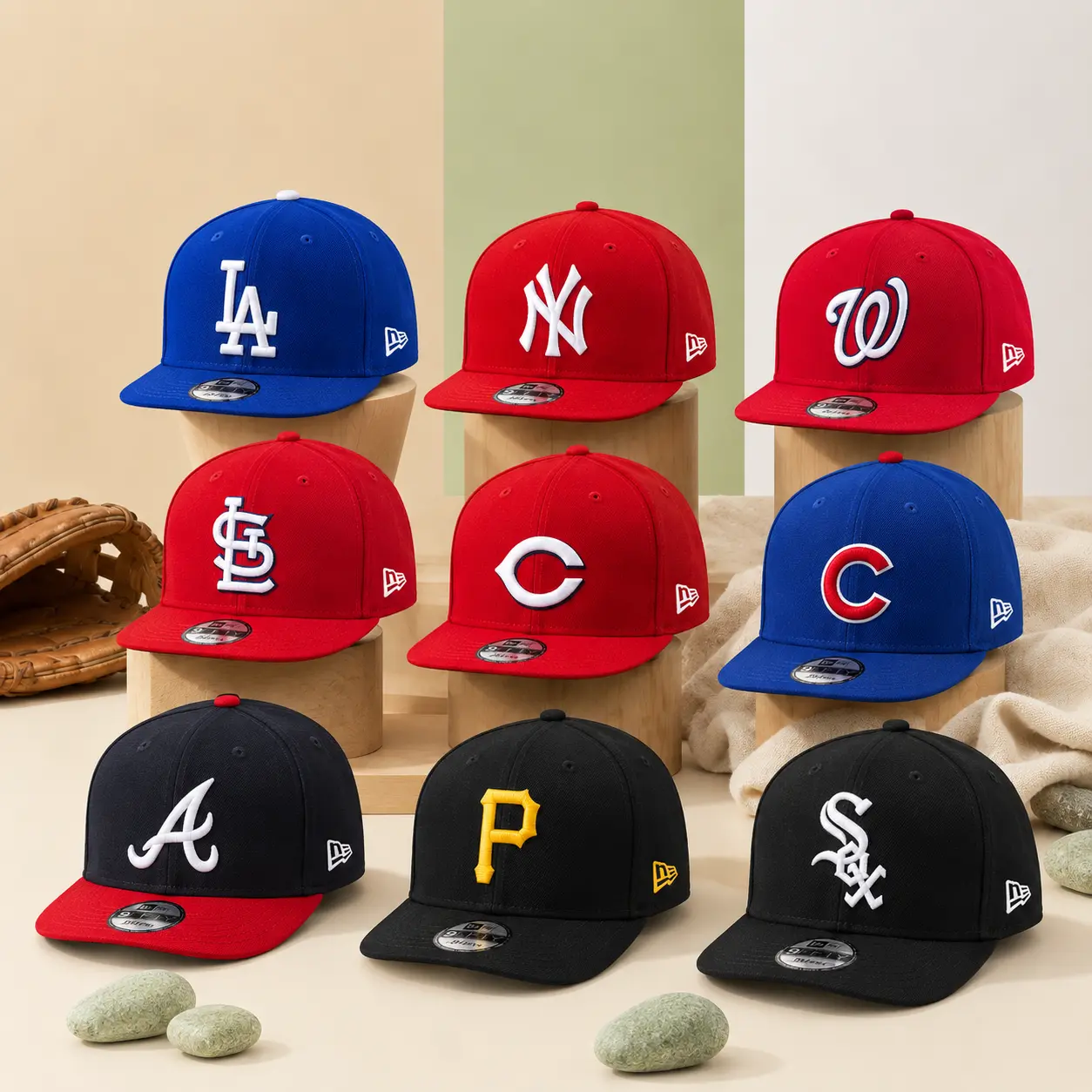 New Era MLB Snapback Cap Collection – LA Dodgers, NY Yankees, Chicago Cubs, Atlanta Braves, Pittsburgh Pirates, White Sox, Cardinals, Nationals, Reds Flat Brim Adjustable Baseball Hat for Men & Women Streetwear Sports Gift