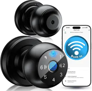 [WiFi-Triggered] 5-in-1 WiFi Door Knob Lock with - Lock-Side Programming, Local Data, Doorbell-Triggered Remote Unlock, Real-Time Alerts - for Bedrooms, Offices