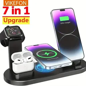 VIKEFON 7 in 1 Wireless Charger Stand Pad For iPhone 17-12 Apple Watch Fast Charging Dock Station for Airpods iWatch 8 7