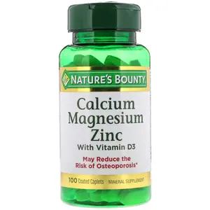Nature's Bounty, (3 Pack) Calcium Magnesium Zinc with Vitamin D3, 100 Coated Caplets