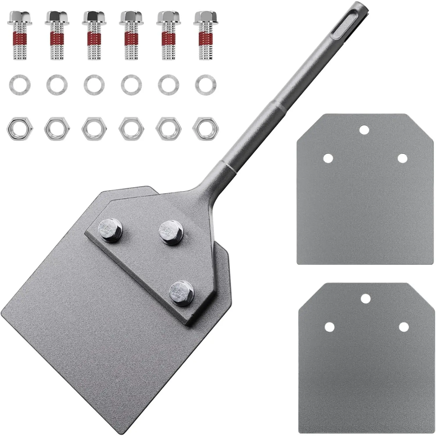4 Inch SDS-Plus Scraper Kit - SDS-Plus Shank 4x10 Inch Blade Tile Removal Chisel, Spare Blades, Nuts, Lock Washers, Scraper for Stubborn Adhesives, Mortar & Laminate Removal, Use