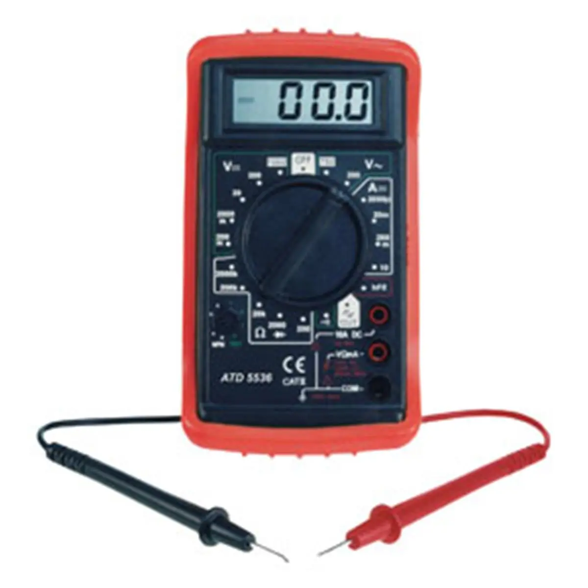 ATD Tools ATD-5536 Digital Multimeter, Compact Circuit Tester Tool with 10A Test Range, 10 Megohm Impedance, and Continuity Beeper, Includes Protective Holster and Batteries, Voltage Tester, 10 Amp Test Range