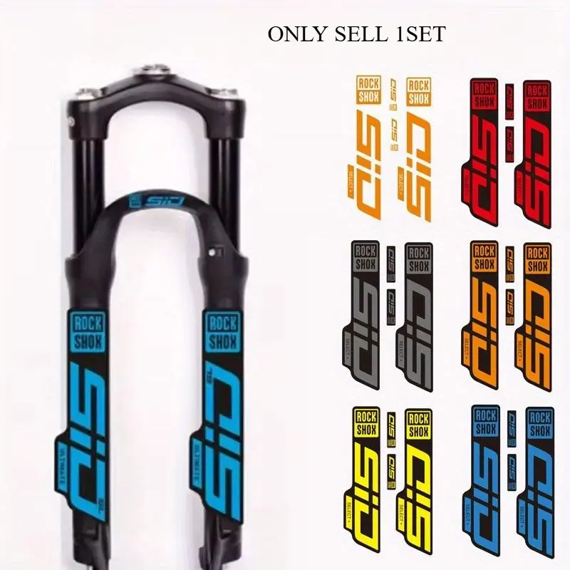 1SET 'ROCKSHOX SID' Professional Suspension Sticker, Durable Self Adhesive Stickers, Suitable for Mountain Bike Fork/Bike Frame, Black-White Minimalist + Brand Logo Design, Waterproof & Wear-Resistant, Sticker Decals