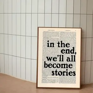 Vintage Book Page Wall Art Print - Waterproof PVC Tube Decor, Artistic Paintings with Frames, Box-Packaged Home Decor Posters for Room Decoration