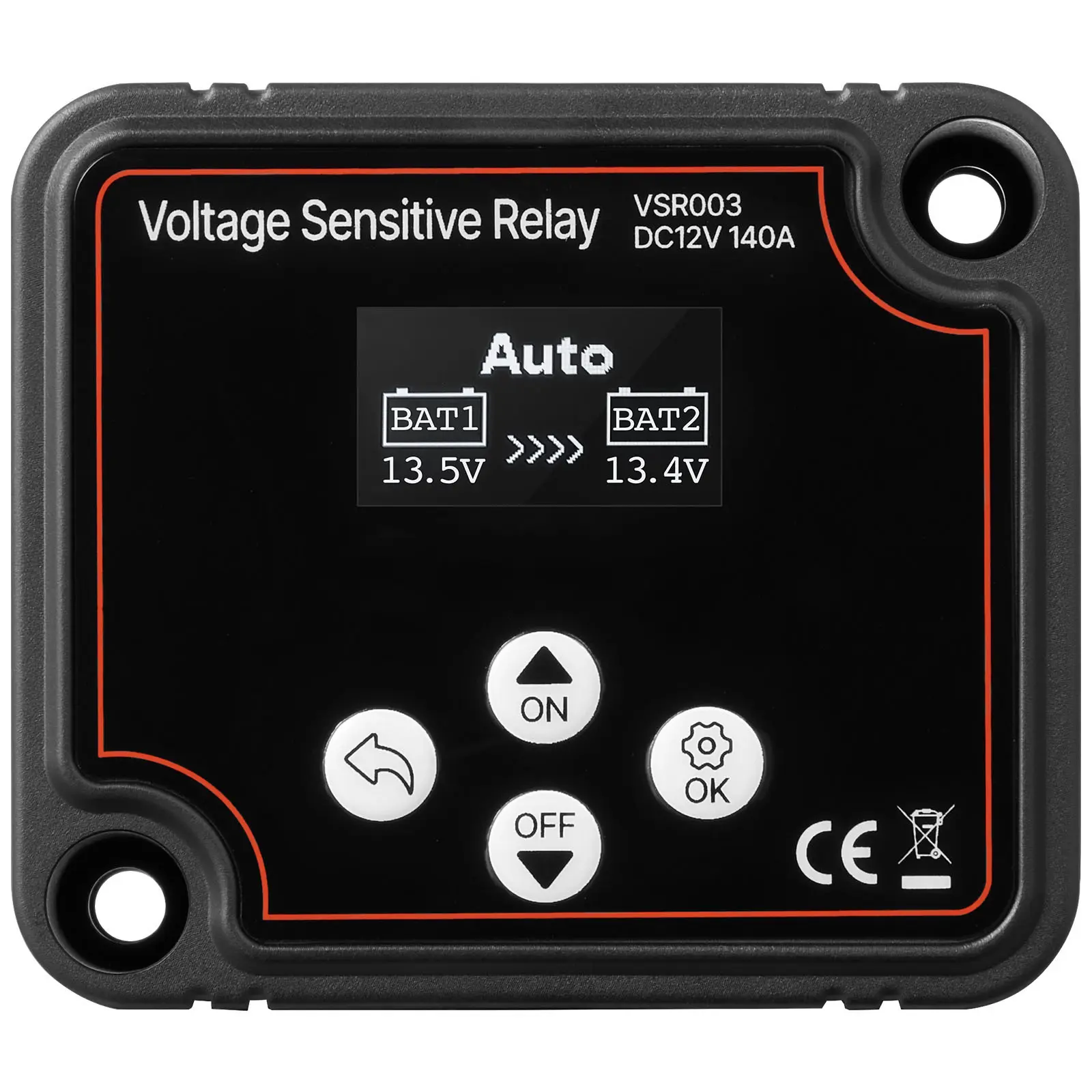 Dual Battery Isolator, 12V 140 Amp, Manual and Automatic VSR Voltage Sensitive Relay with LCD Screen, Smart Battery Isolator for Lithium & Lead-Acid Batteries, for Car Truck RV UTV ATV Boat