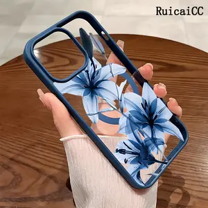 Premium Magnetic Phone Cases for iPhone11/12/13/14/15/16//17/Air/promax/Plus Blue Lily y2k cased MagSafe Ready, Anti-Fall, Springtok and Ultra-Thin Design | Perfect for Everyday Use Screen Protector Resistance