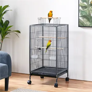 Yaheetech 40-Inch Wrought Iron Bird Cage with Rolling Stand Open-Top Parrot Cage For Small-Sized Birds