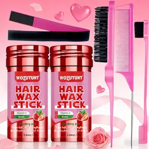 Hair Wax Stick & Hair Comb & Hairband Set, Home Hair Kit, 6 Counts/set Hair Styling Tool for Women & Girls, Professional Heatless Styling Tool for Home & Salon Use