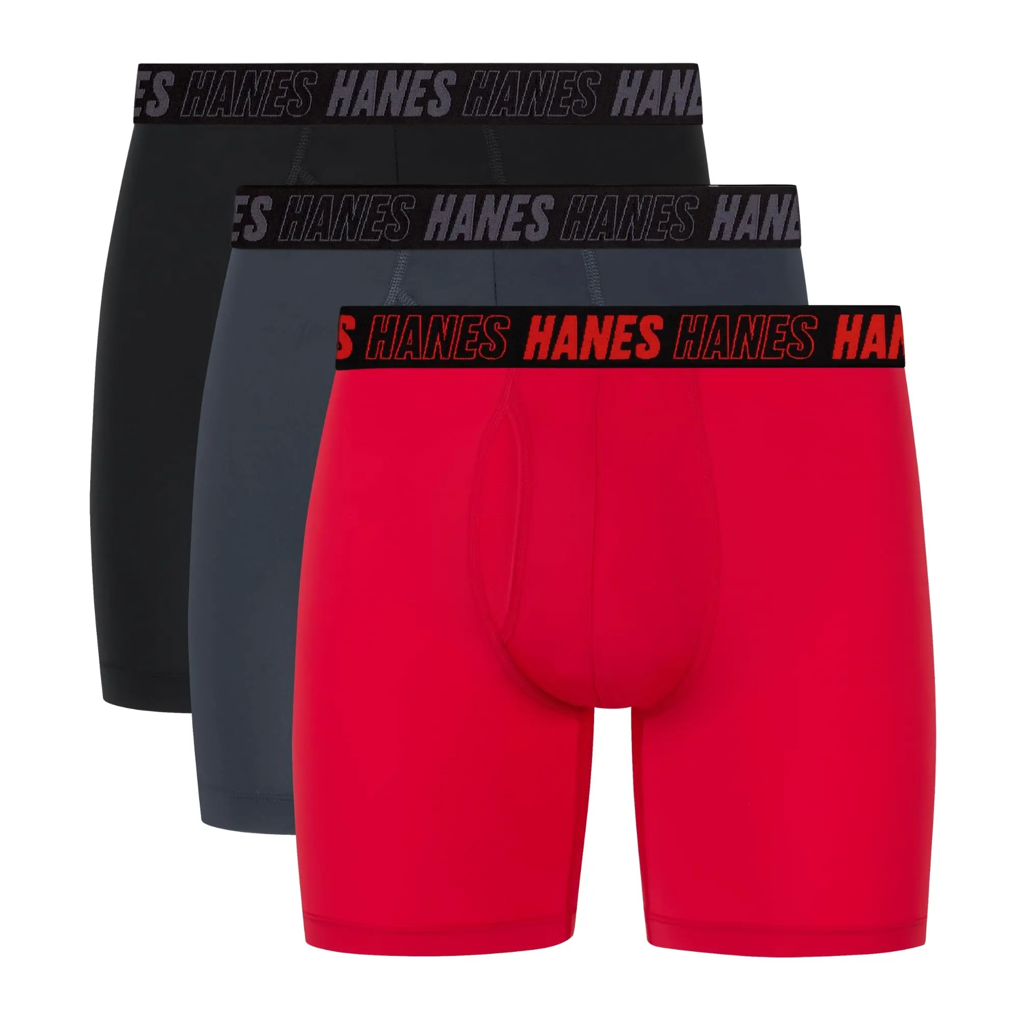 Hanes Men’s Athletic Boxer Briefs, Moisture-Wicking & Support Pouch, 3-Pack