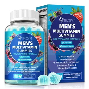 Migcopat Multivitamin for Men Gummies with Omega-3, Probiotics, Inositol, Folate, Biotin, Zinc & Vitamins A C D E B – Heart, Brain, Energy & Muscle Support – Sugar-Free Berry Flavor