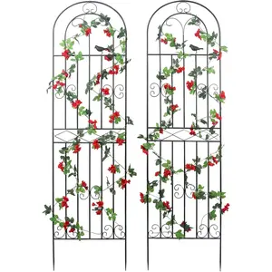 2 Pack 70.8" H x 19.7" W Metal Garden Trellis with Black Coating, Wire Lattice Grid Panel for Climbing Plants Outdoor Roses Vine Cucumbers Vegetables Flower Support