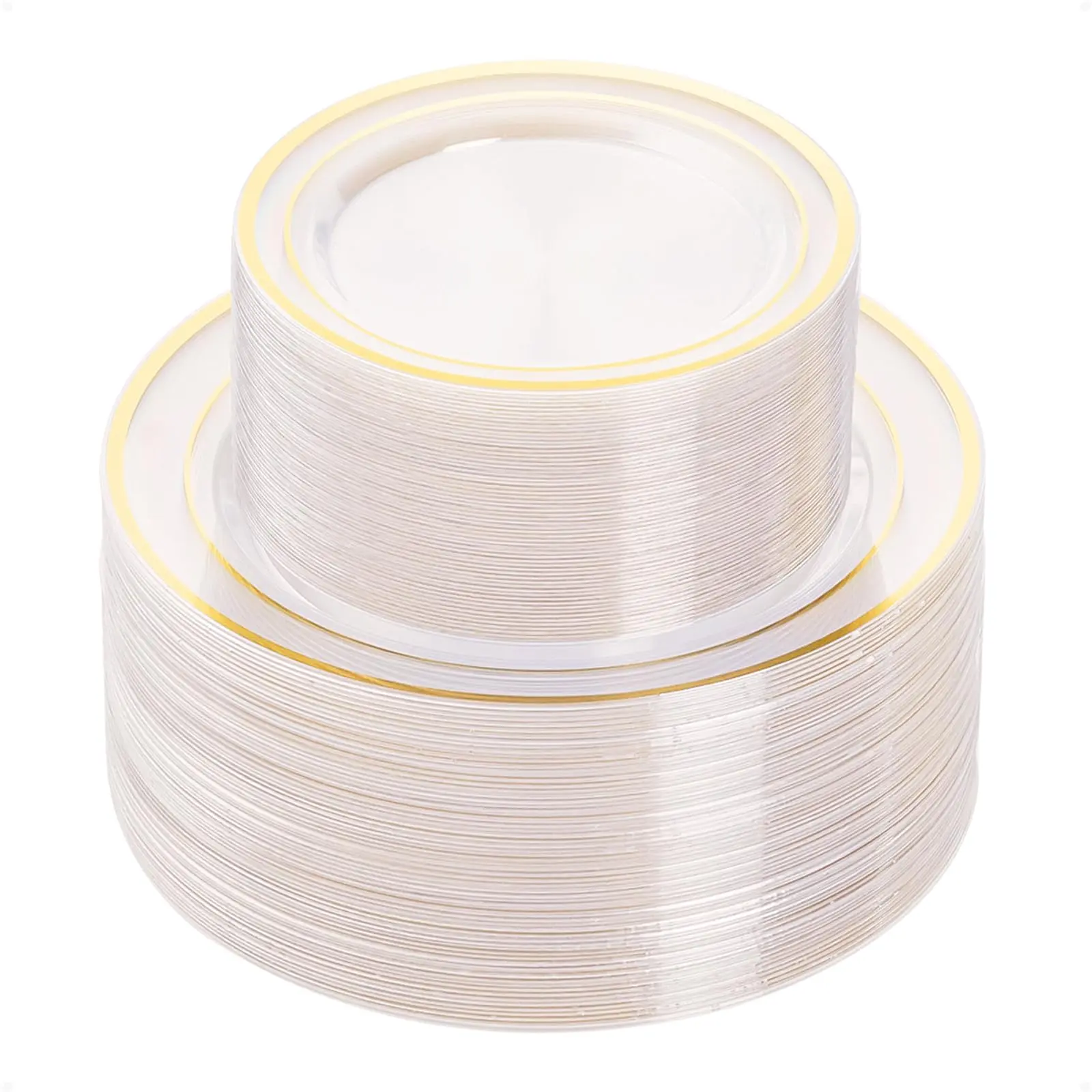200PCS Clear Plastic Plate, Disposable Party Plates with 50 Dinner and 50 Dessert Plates, Plastic Plate for Party, Wedding and Birthday