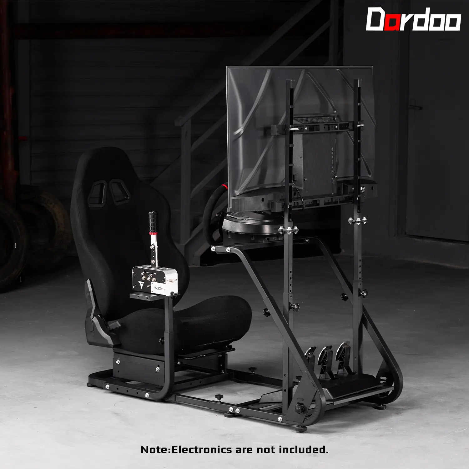Dardoo Racing Simulator Cockpit - Includes Ergonomic Game Chair, Computer Gaming Chair, Monitor Mount, Fits 27-55 Inch Displays, Compatible with G29, G920, T300RS, TX Racing Systems (No Steering Wheel, Handbrake, Shifter, Pedals), Gaming Racing Chair, One