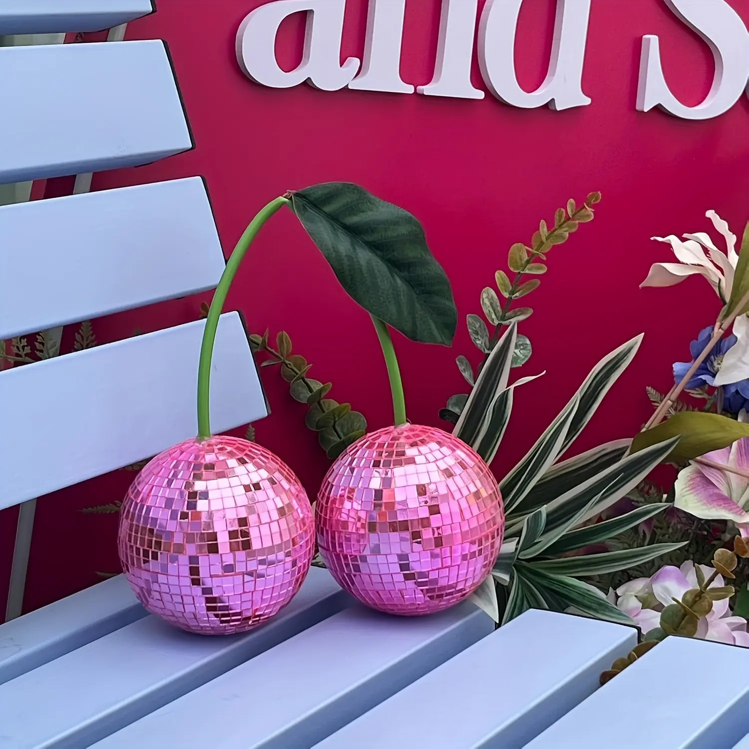 Cherry Disco Ball Home Decor, Unique and Party Decoration, Home Party Decorations, Wall Hanging for Dance Parties and Weddings, Party Decoration Supplies