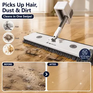 Hands-Free Self-Wringing Flat Mop System, Microfiber Mop Head Floor Cleaner with Reusable Pads for Pet Hair and Hardwood Floors