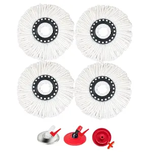4 Pack Spin Mop Replacement Heads, Microfiber Mop Head Refills Round Shape Standard Size, Hurricane Rotating Mop Replacement Head Household Items