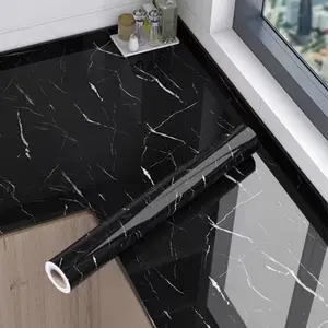 Black White Marble Contact Paper Peel and Stick Waterproof Wallpaper for Kitchen Counter Cabinet Shelf Liner Heat Resistant