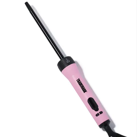 Trademark Tiny Curling Hair Wand Ceramic Barrels Tight Curls Pink Dual Voltage Mood Interchangeable Hair Iron