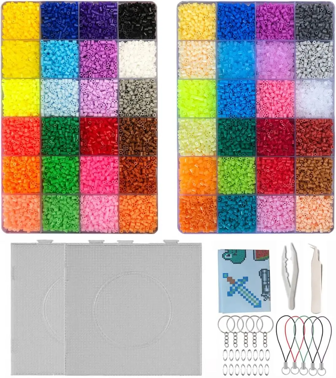 2.6mm 48color Fuse Bead Creative Handmade Kit, Peg Board Puzzle Keychain DIY Pendant Craft, Suitable For Hobbyists, Can Make Various Patterns, Birthday, Graduation, Valentine's Day, Party Gifts, Homemade Gifts For Family, Friends, Classmates