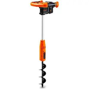 SuperHandy Earth Auger Electric Power Head w/ 12" x 3" Auger Bit 20V 4Ah Rechargeable Battery/Charger for Earth Burrowing/Drilling & Post Hole Digging