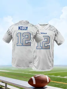 Men's #17 Embroidered Buffalo Football Jersey, Football Uniform, Short Sleeve T-Shirt, Loose Fit Casual Breathable Rugby Jersey for Training & Daily Wear, All-Season Unisex Design,Gift for Training,Thanksgiving,Christmas,New Year