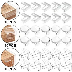 30pcs Transparent Corner Protectors, L-Shaped, T-Shaped, Round Corners, Furniture & Table Edge Protection, Durable Silicone, Minimalist Design