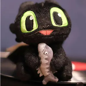 Real Universal Studios Dragon Taming Toothless Doll Plush Holding Fish Doll School Bag Doll Cute Gift