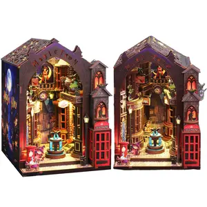 DIY Bookshelf Assembly Model, Wood 3D Puzzle Insert Page, Book Nook Kit, Paper Art Decor, Dollhouse Miniature Set, Birthday Gift