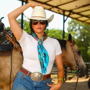 35X35" Blue Fun Floral Wild Rag / Scarf WR1019NW