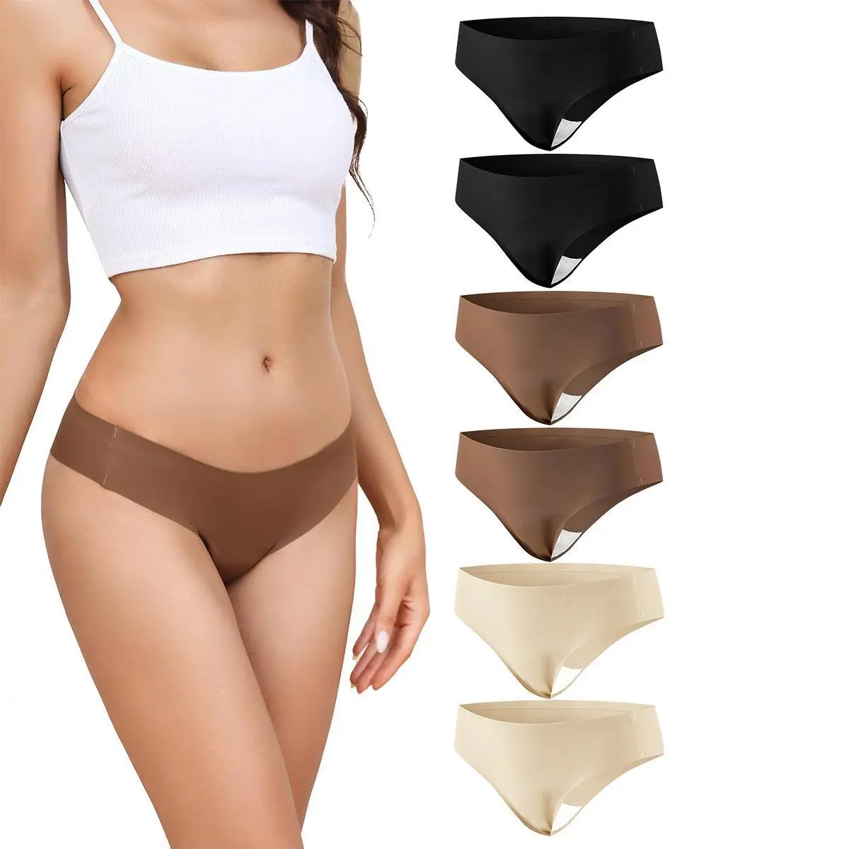 LEVAO Women's 3/6 Pack Solid Seamless Panty - Invisible Seamless Flat G-String, Polyamide Blend Bikini with Anti-Cameltoe Pad, No Need for Adjustments, Reusable Comfortable Lightweight Stretchy Underwear for Gym, Yoga, Zero Adjustments, New Year