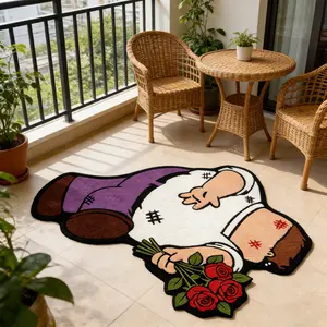 Modern Fashion Cartoon Print Carpet, Plush Fluffy Rug, Soft Fluffy Rugs for Living Room Bedroom Balcony, Easy Care Large Area Mat, Cartoon Pattern Rug, Decorative Rug