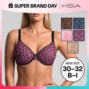 HSIA Leopard Wild Unlined Plus Size Breathable Soft Mesh No Padding Underwire Women Bra Halter Top Bra Womenswear Vneck